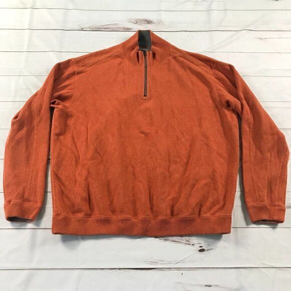 Tommy Bahama Men's Quarter-Zip Pullover Orange Sweater - Picture 2 of 11